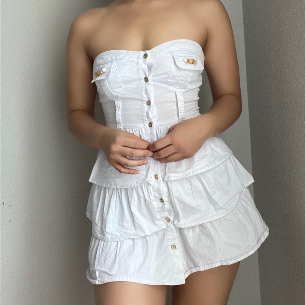 White Ruffle mini dress